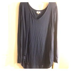 Navy blue long sleeve V neck tunic